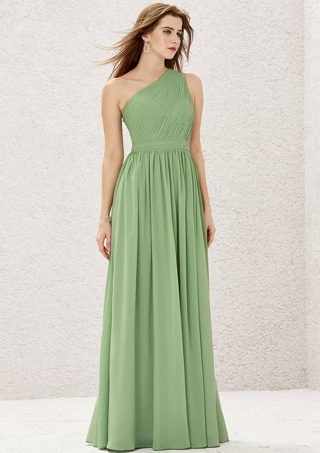 One shoulder chiffon bridesmaid dress