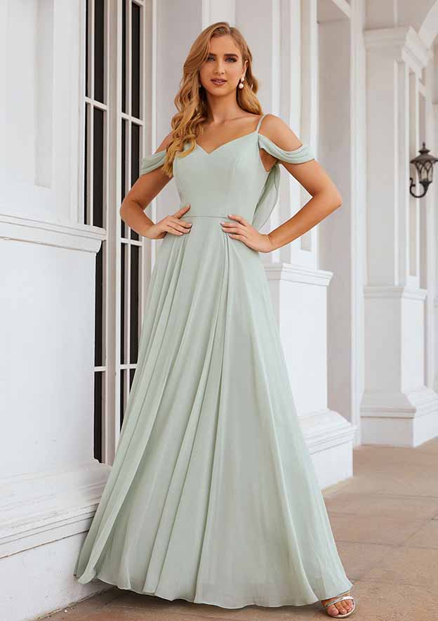 Off the shoulder chiffon bridesmaid dress