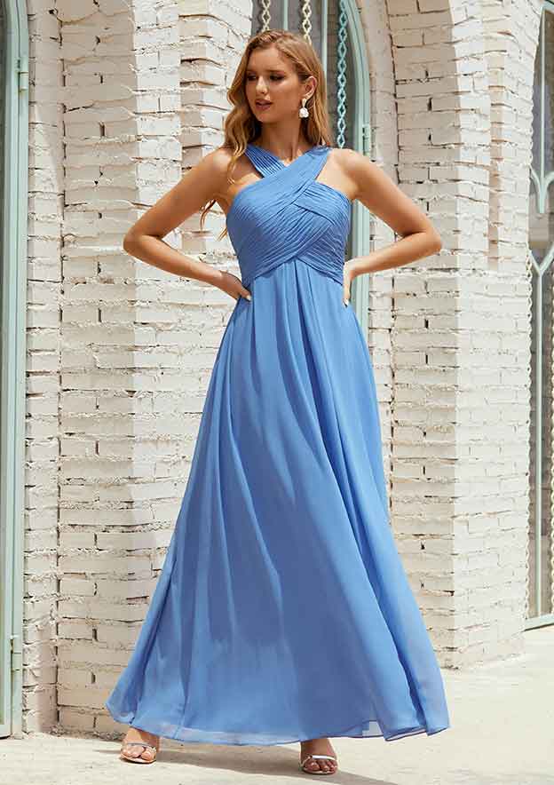 Empire A-line halter chiffon bridesmaid dress alternate